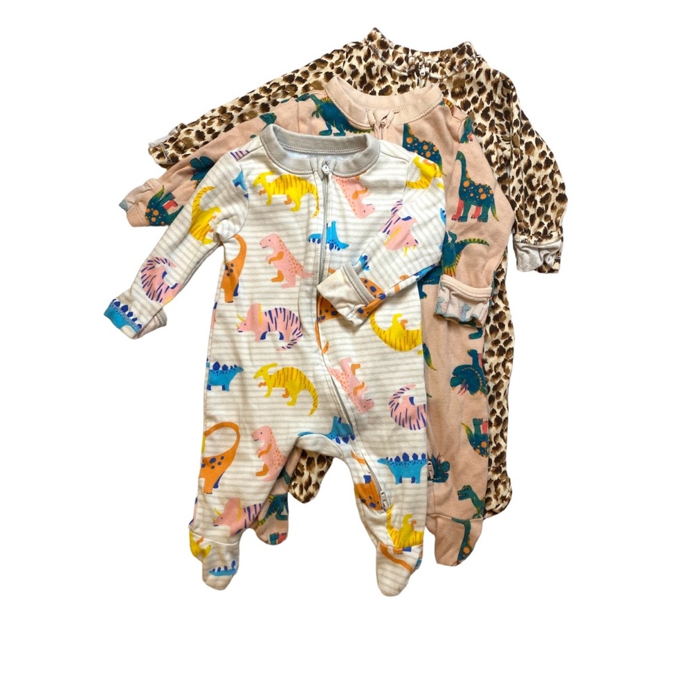 Old Navy Baby Sleep & Play‎ One Piece Footed Pajamas 0-3 Months 3-Pack